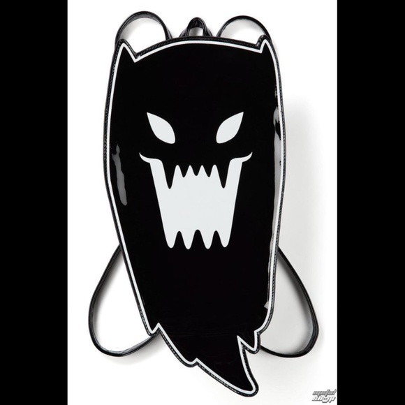 Killstar Spooky Harajuku Boo Ghost Black Vinyl Backpack (Purse/Bag) - Picture 1 of 8